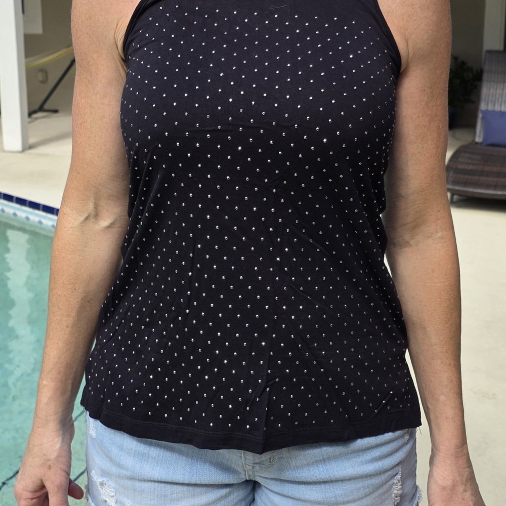 Old Navy Black and White Polka Dot Tank Top